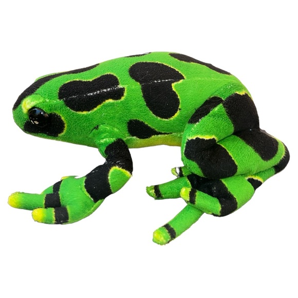 Adventure Planet Green And Black Poison Dart Frog Realistic Plush 8” Inches - Picture 4 of 9